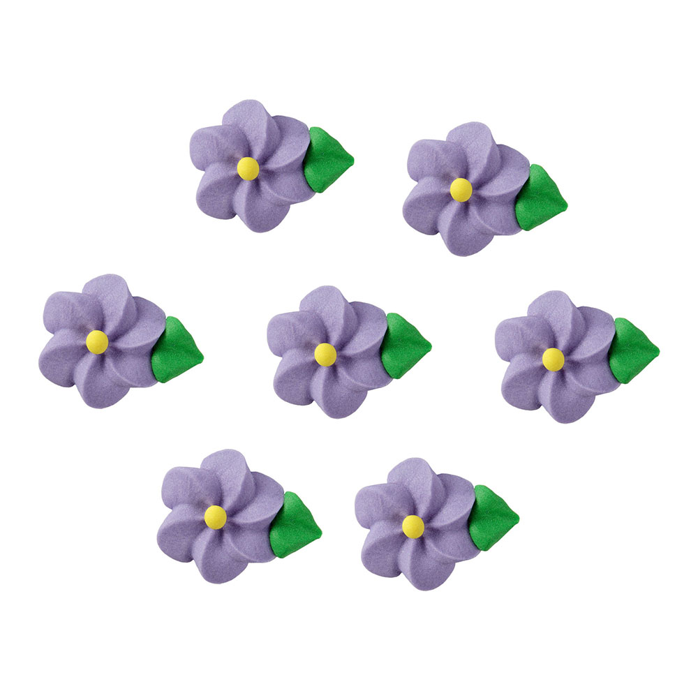 O'Creme Purple Royal Icing Mini Swirl Flowers, Set of 24