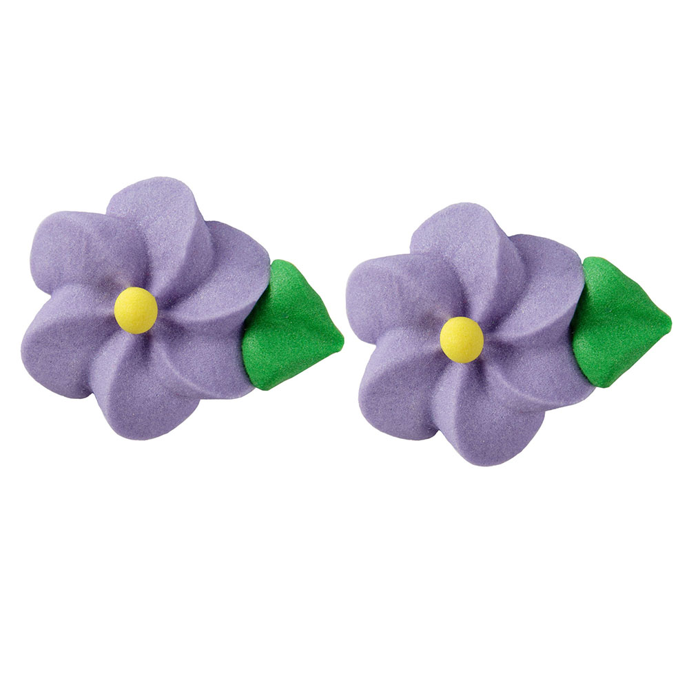 O'Creme Purple Royal Icing Swirl Flowers, Set of 15