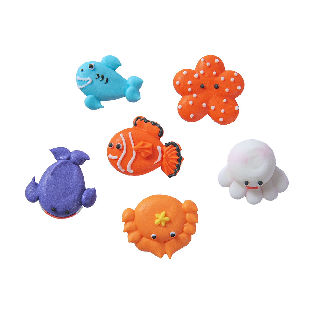 O'Creme Sea Creature Royal Icing Decorations, Set of 12