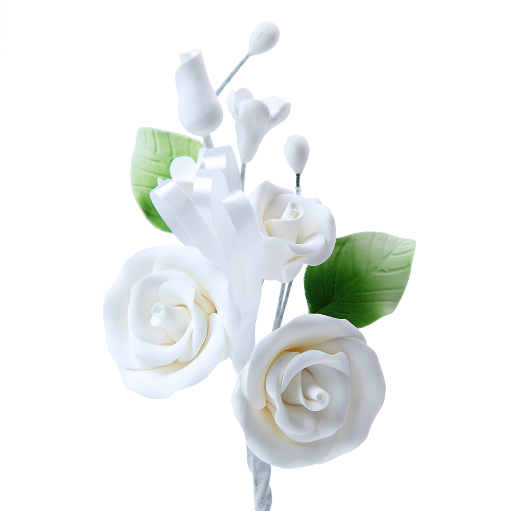 O'Creme White Mini Rose Gumpaste Flower Sprays, Set of 3