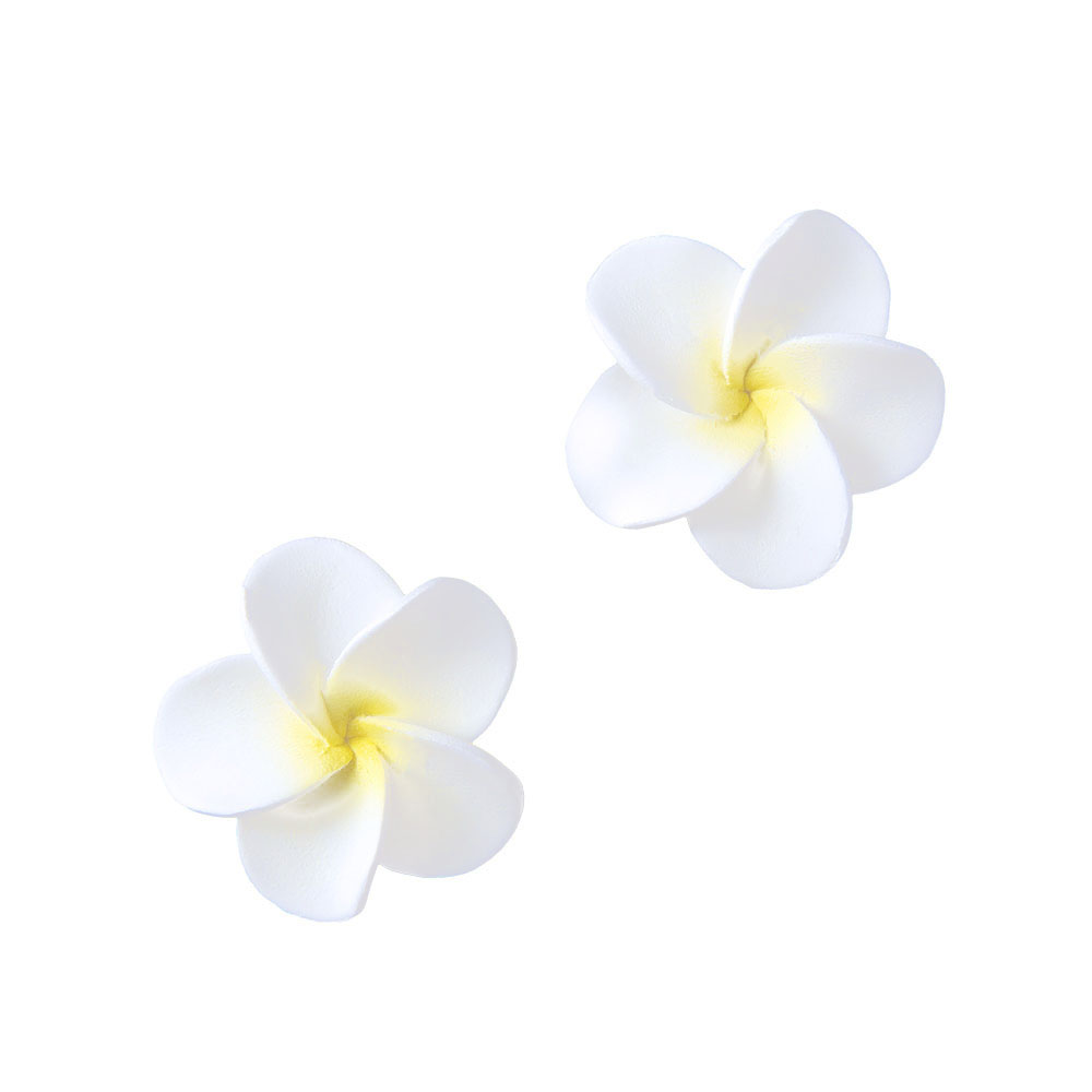 O'Creme White Plumeria Gumpaste Flowers, Set of 8