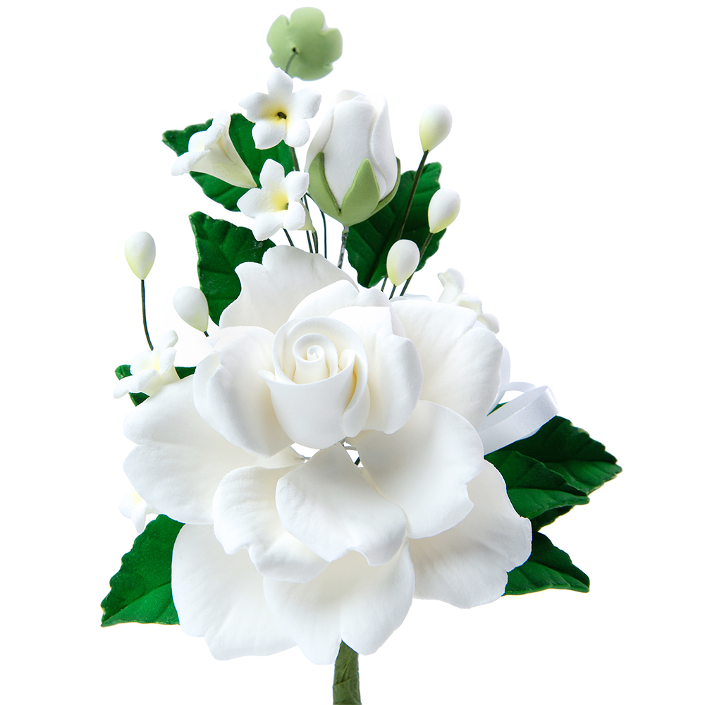 O'Creme White Rose with Buds Gumpaste Flower Sprays, Set of 2