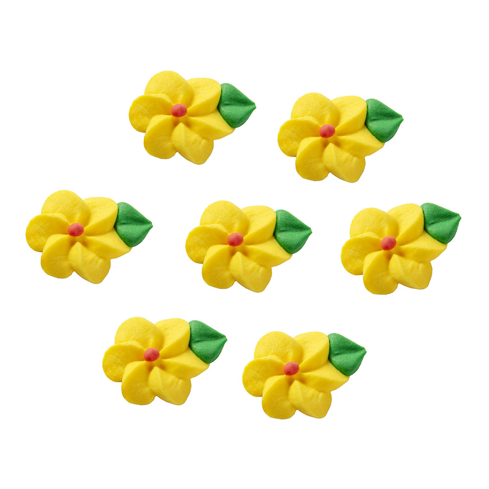 O'Creme Yellow Royal Icing Mini Swirl Flowers, Set of 24