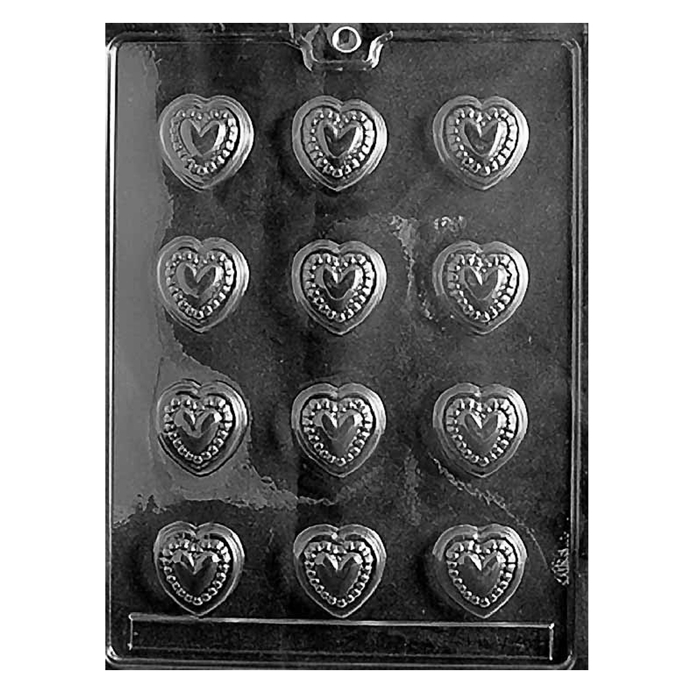 Plastic Chocolate Mold, Beaded Hearts, 12 Cavities Flexible Plastic ...