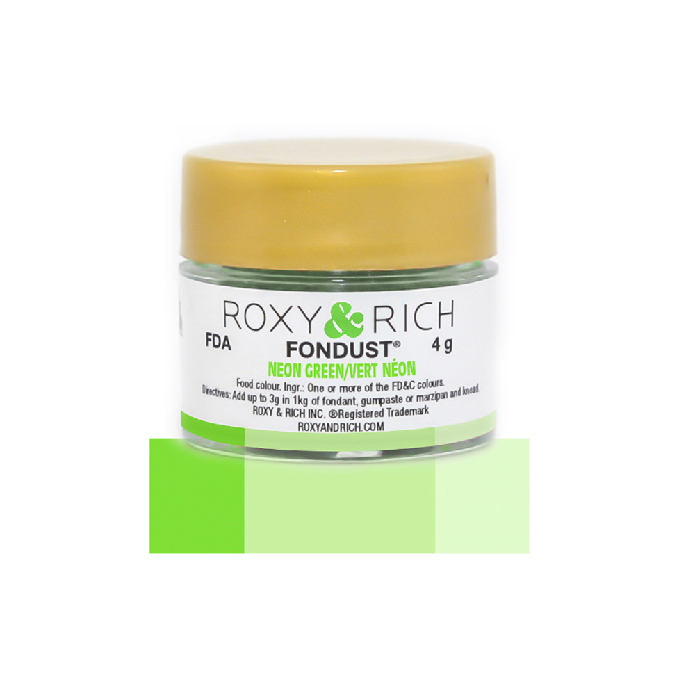 Roxy & Rich Neon Green Fondust, 4 Grams 