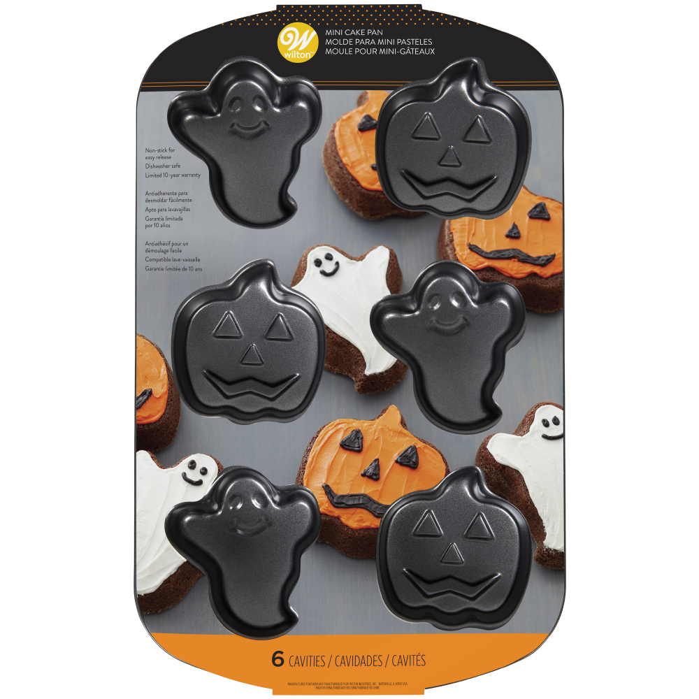 Wilton Halloween Ghost and Pumpkin Mini Cake Pan, 6 Cavities