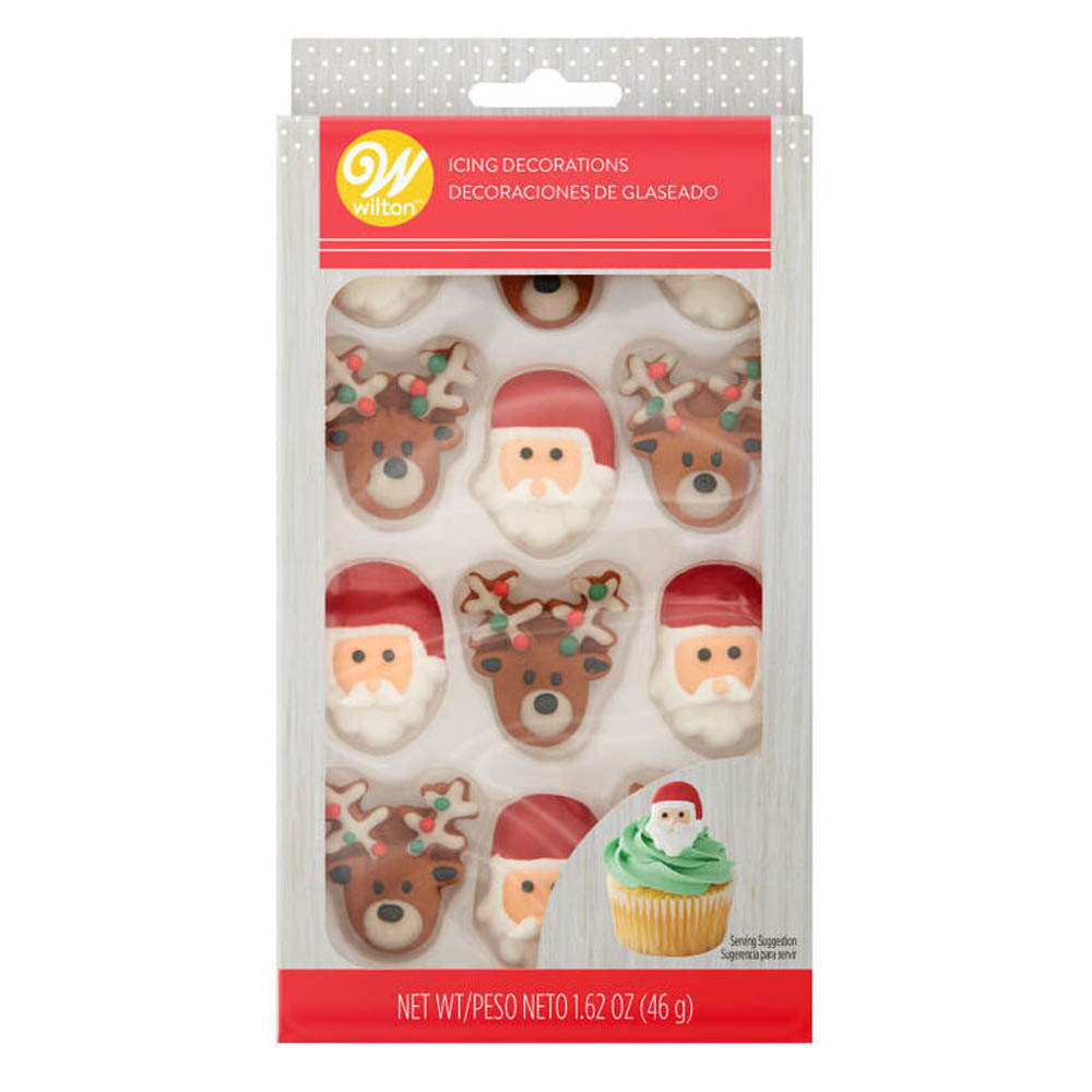 Wilton Santa and Reindeer Royal Icing Decorations, Pack of 12