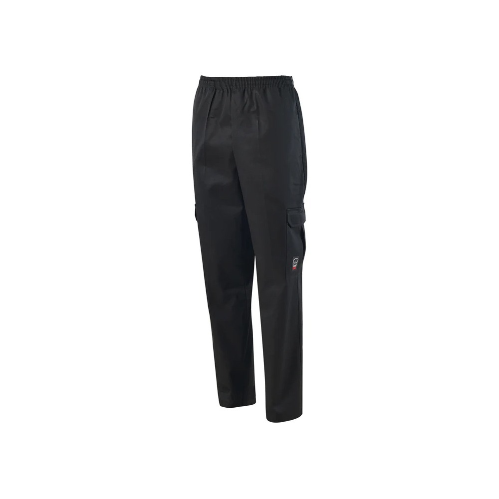 Winco Black Cargo Chef Pants, Small