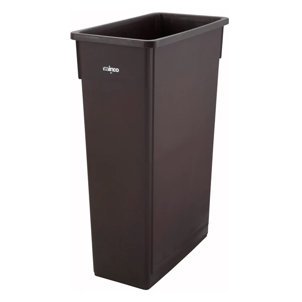 Winco Brown Slender Trash Can, 23 Gallon