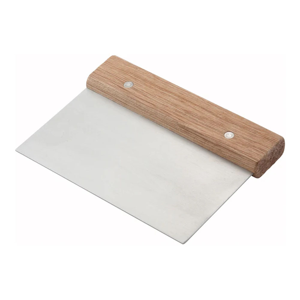 Winco Dough Scraper, Wood Handle, 6" x 3" Blade