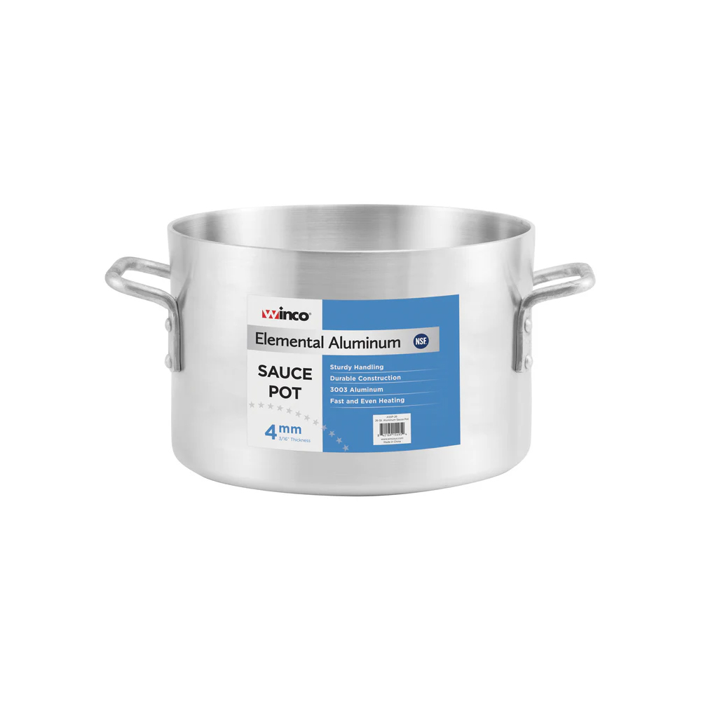 Winco Elemental Aluminum Sauce Pot, 34 Quart