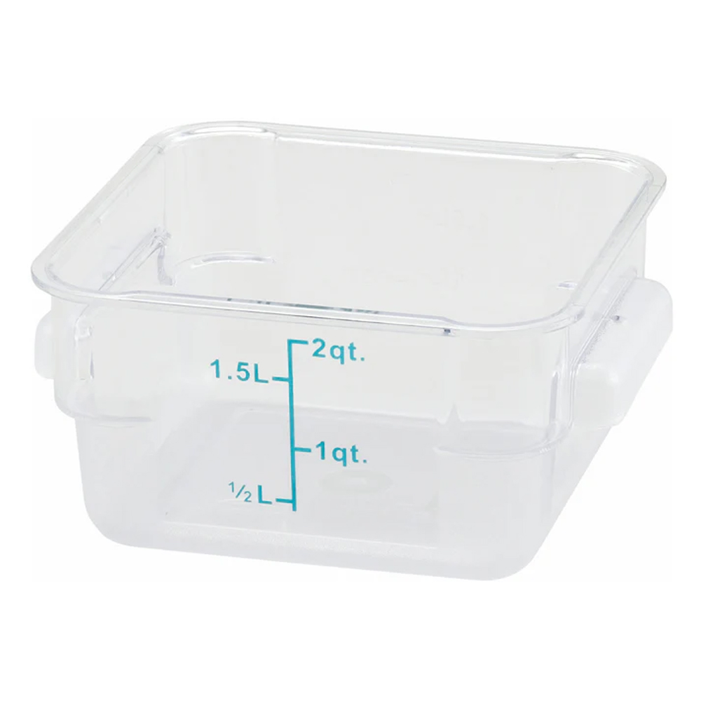 Winco PCSC-2C Polycarbonate Square Food Storage Container, 2 Quart