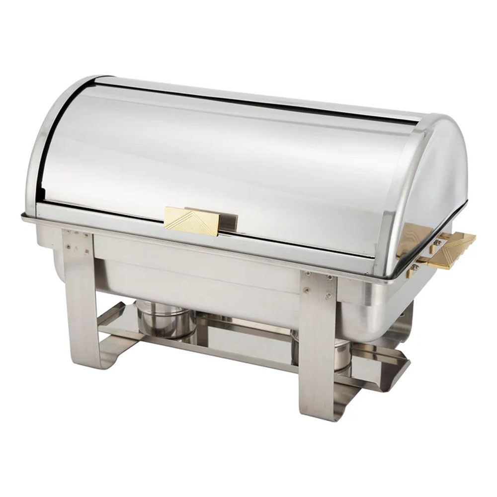 Winco Roll Top Stainless Steel Chafer, 8 Quart