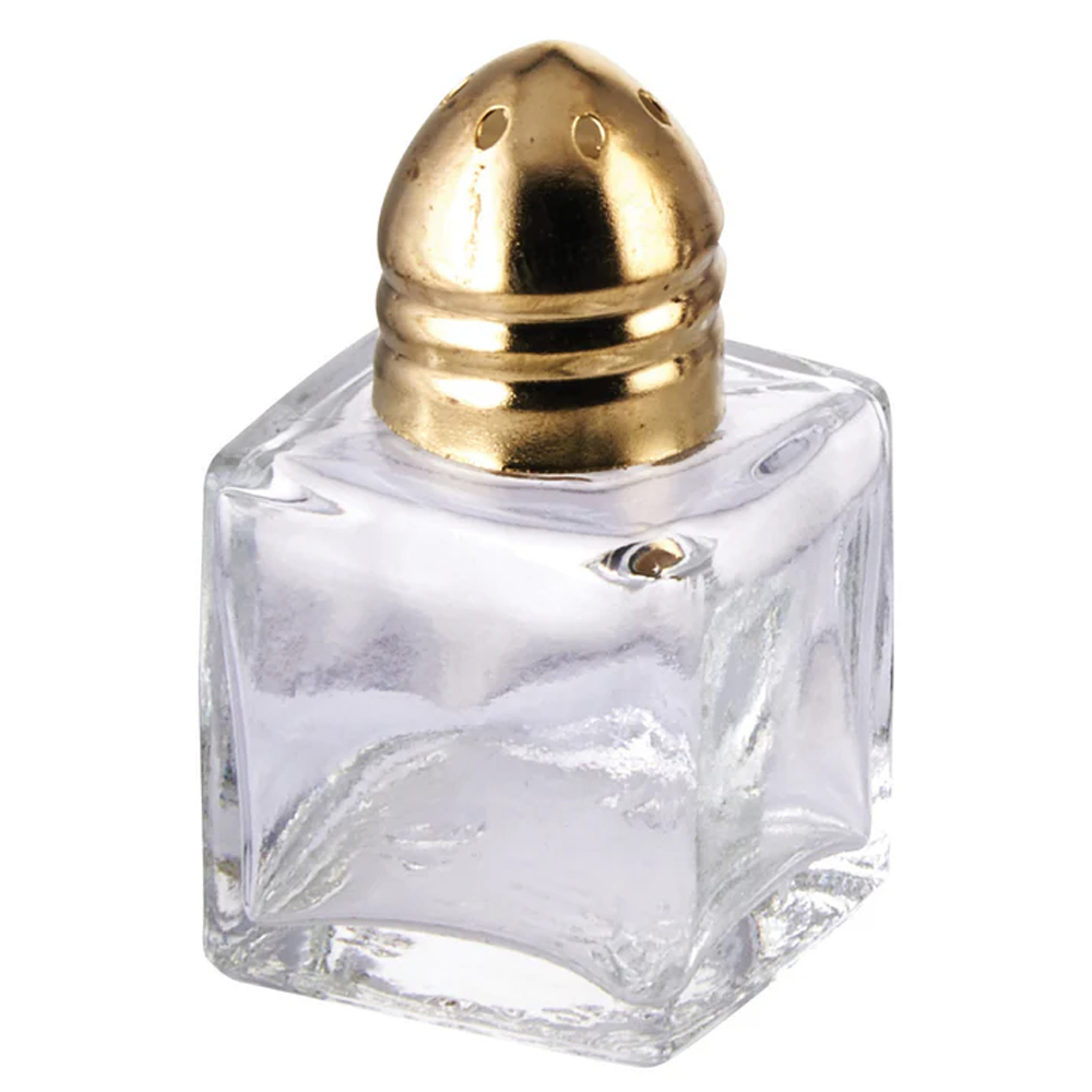 Winco Salt Shaker, Mini-Cube, Gold Plated Top, 1/2 Oz.