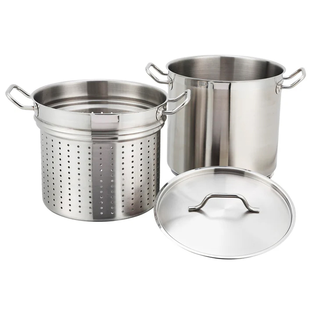 Winco Stainless Steamer/Pasta Cooker with Cover, 12 Quart