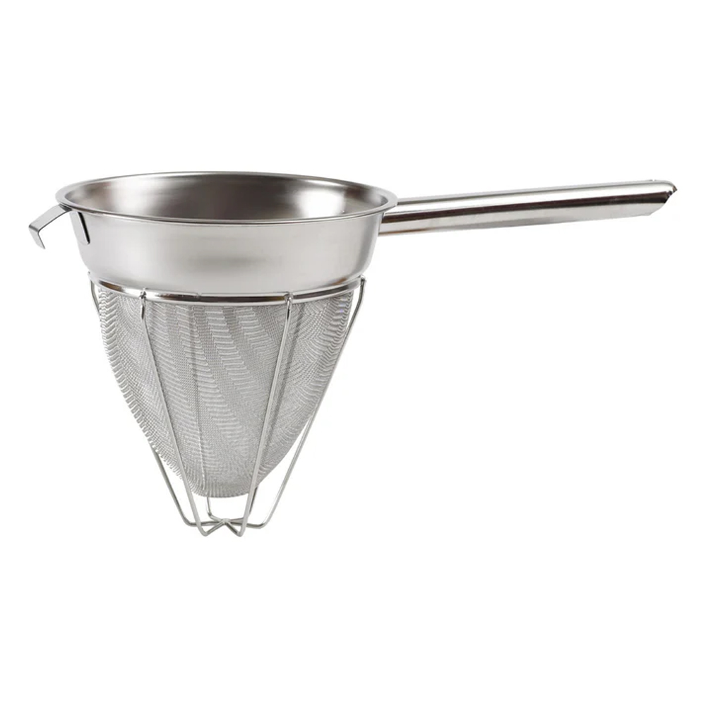 Winco Stainless Steel Reinforced Bouillon Strainer with Extra Fine Mesh, 10" Dia.