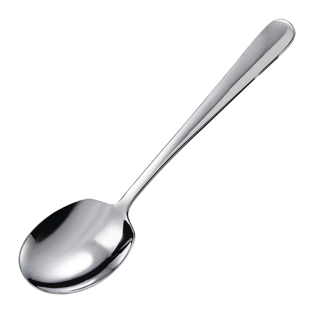 Winco Stainless Steel Round Edge Serving Spoons, 9"