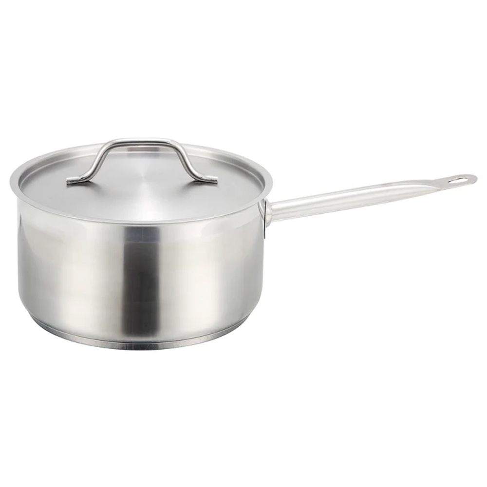 Winco Stainless Steel Sauce Pan with Cover, 3-1/2 Quart