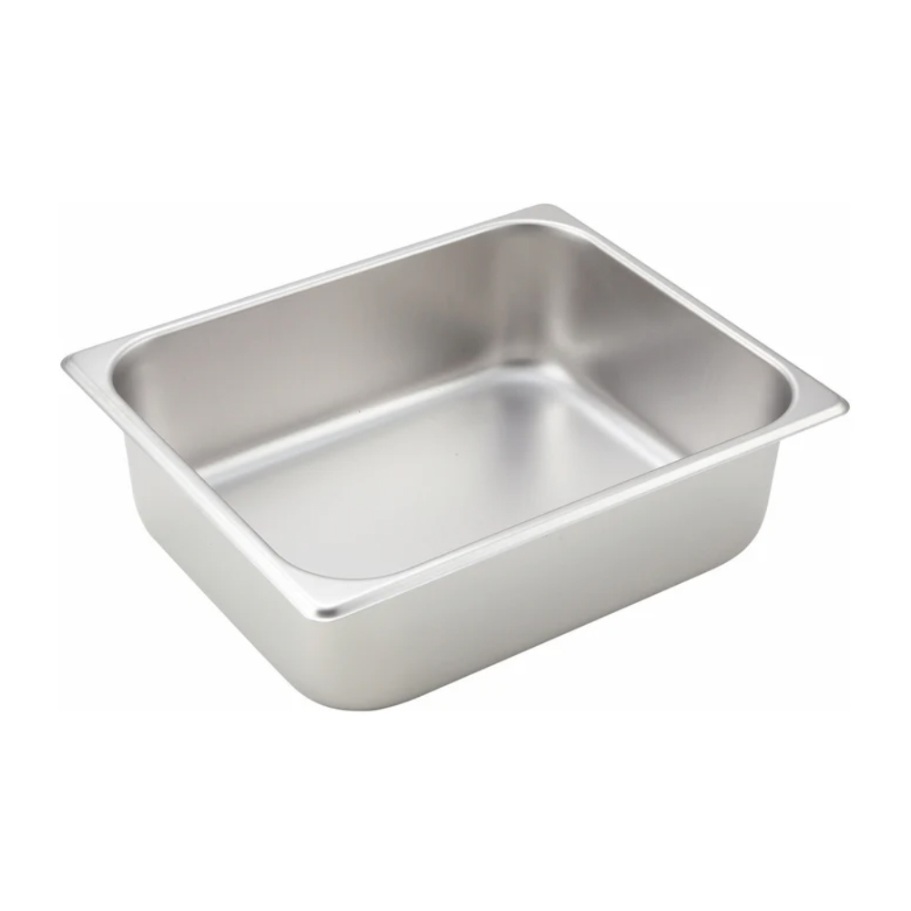 Winco Stainless Steel Straight Sided Half Size Steam Table Pan, 4" Deep