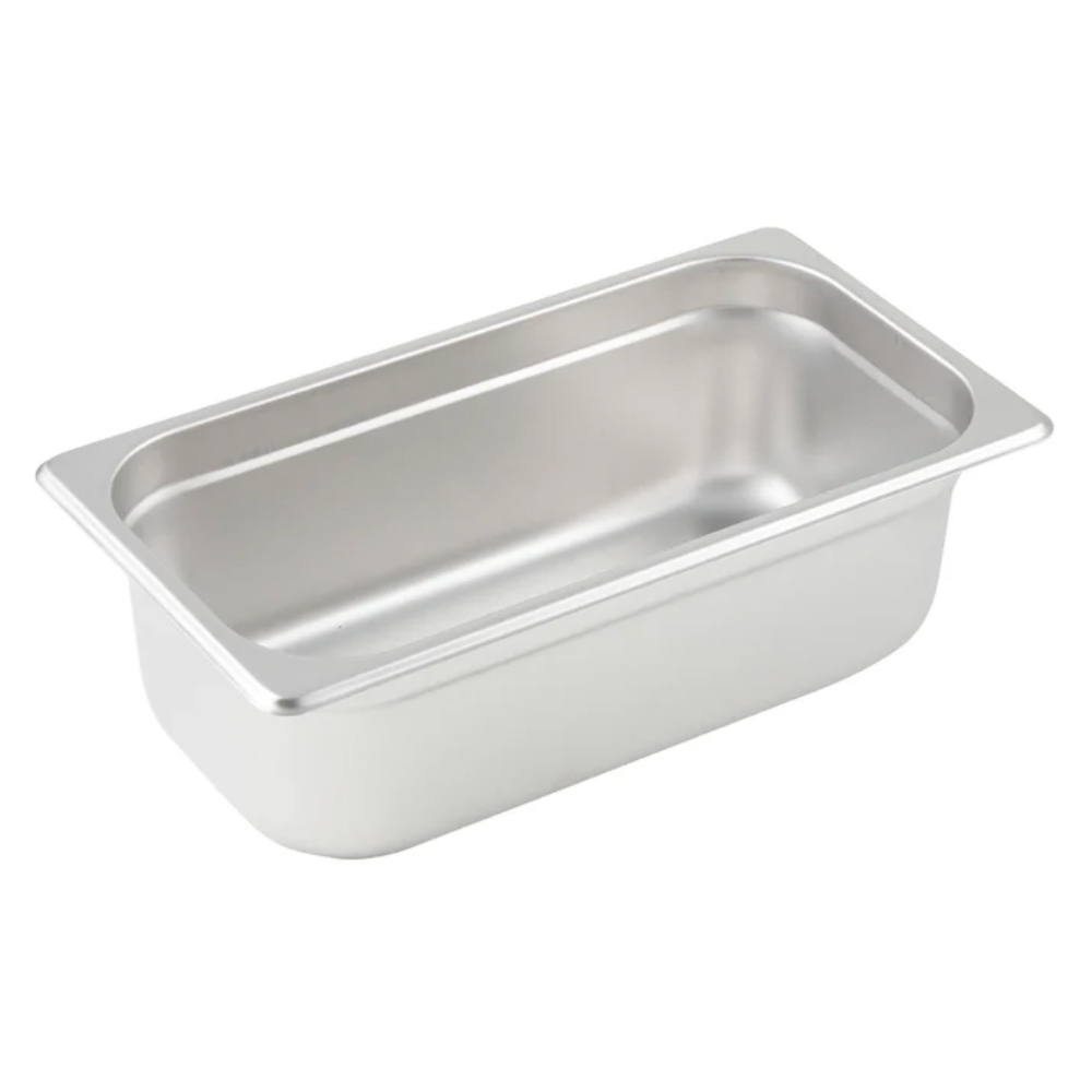 Winco Stainless Steel Third Size Anti Jam Steam Table Pan, 4" Deep