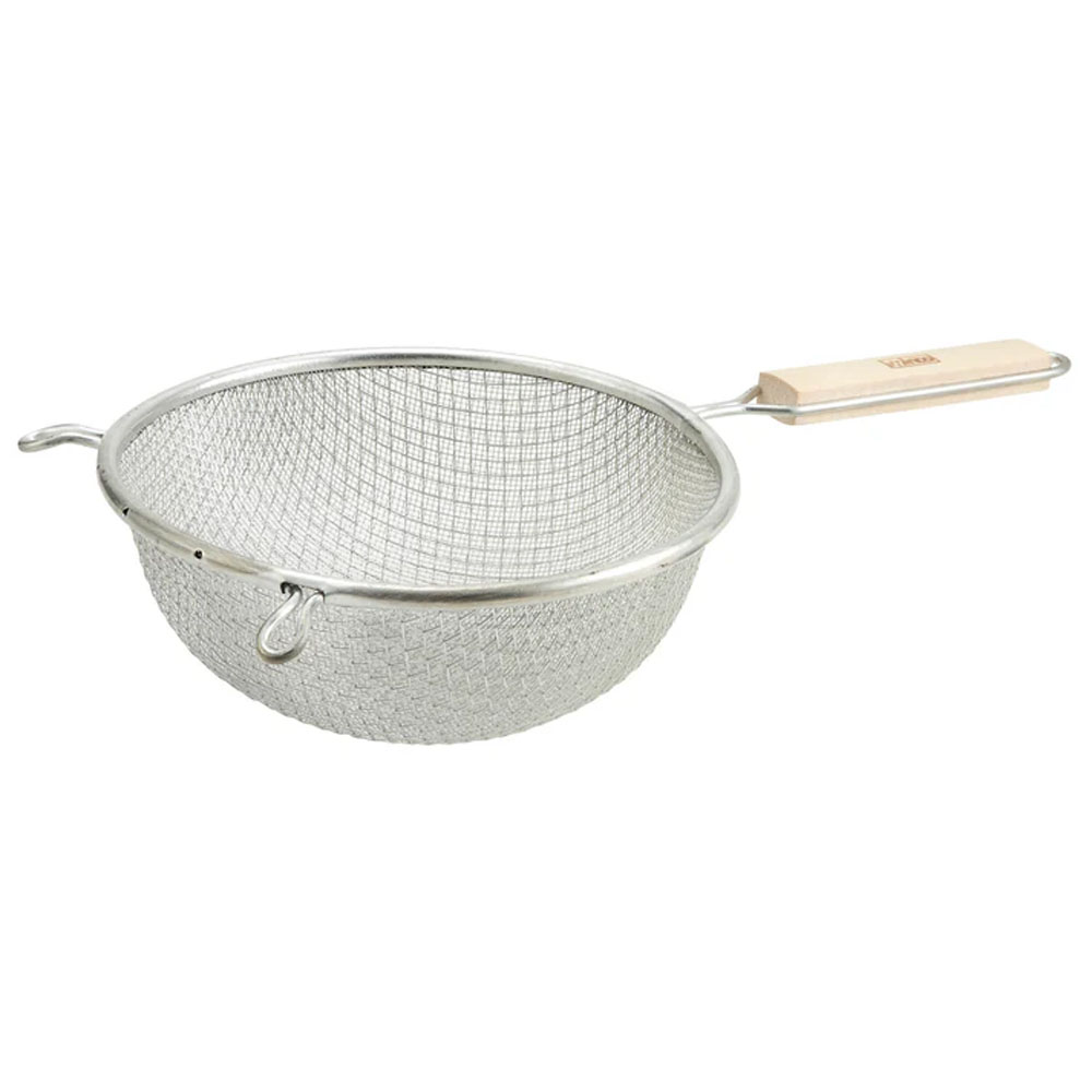 Winco Tinned Strainer, Double, Medium Mesh, 6" Diameter Bowl