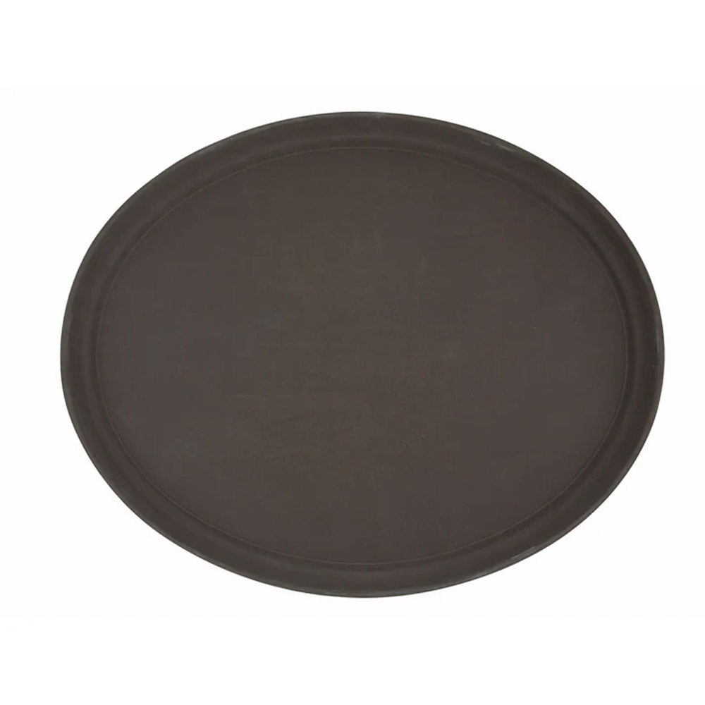 Winco TRH-2722 Easy Hold Tray, 22" x 27" Oval, Brown