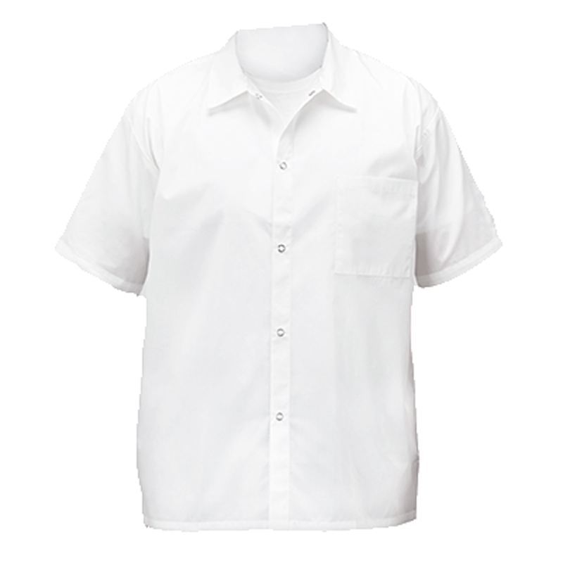 Winco Poly-Cotton Short Sleeved White Chef Shirt - Medium Chef Uniforms ...
