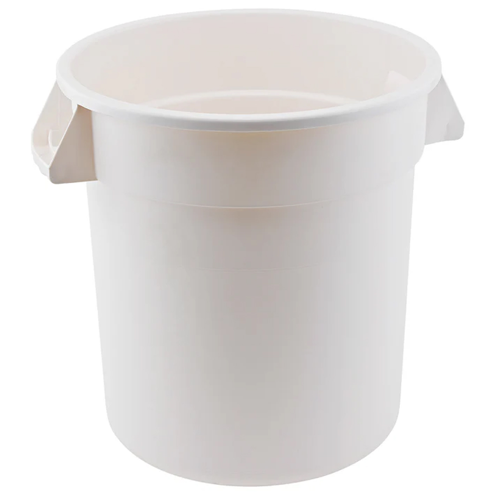 Winco White Food Safe Round Trash Can, 10 Gallons