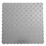 Silver Scalloped Square Cake Board 10", Pack of 5