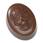 Image of Chocolate World Polycarbonate Skull Oval Chocolate Mold, 21 Cavities