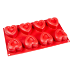 Fat Daddio's Silicone Mold, Dimpled Heart, 4.3 oz., 8 Cavities