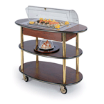Geneva 3630610 Dessert Display Cart With Dome Cover, Top Cut-Out - Round-Oval - Amber Maple Laminate Finish
