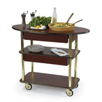 Geneva 3730708 Salad Cart - Oval Top, Rectagular Undershelves - Ebony Wood Laminate Finish