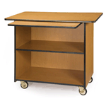 Geneva 6710910 Enclosed Service Cart - 1 Pull-Out Shelf and 1 Fixed Shelf - Amber Maple Laminate Finish