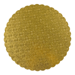 Gold Scalloped Round Cake Board, 10" x 3/32" - Pack of 25