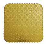O'Creme Gold Scalloped Square Corrugated Cake Board, 14", Pack of 10
