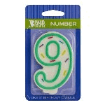 Green Sprinkle 'Number Nine' Candle, 3.15