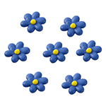 O'Creme Blue Six Petal Royal Icing Flowers, Set of 25