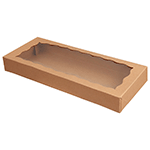 O'Creme Kraft Cookie Box with Window, 12" x 5" x 1.5" - Pack of 25