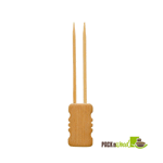 Packnwood Mbola Double Prong Bamboo Skewer with Block End, 3.9
