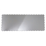 Silver Scalloped Log Cake Boards, 16.75" x 6.5" - Pack of 5