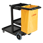 Winco Janitorial Cart with 3 Shelves and Removable Bag