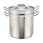 Winco Stainless Steel Double Boiler with Cover, 8 Quart