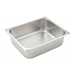 Winco Stainless Steel Straight Sided Half Size Steam Table Pan, 4