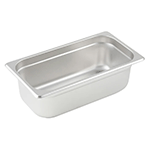 Winco Stainless Steel Third Size Anti Jam Steam Table Pan, 4